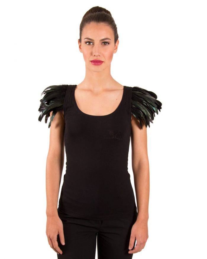 BLACK FEATHER TANK TOP